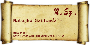 Matejko Szilamér névjegykártya